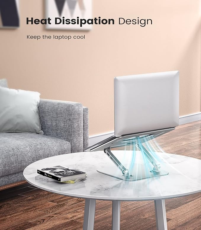 Laptop Stand, Adjustable Laptop Stand for Desk, Aluminum Computer Stand Portable Laptop Riser, Foldable Laptop Holder for Mac HP ASUS Acer Surface ThinkPad Dell