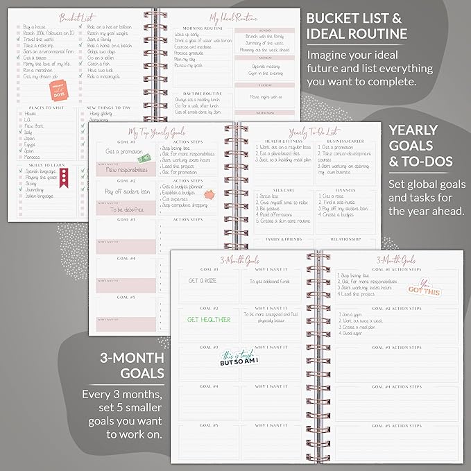 PLANBERRY Weekly Planner – Undated Life Organizer & Budget Planner – Time Management, Goal Setting, To-Do List, Work-Life Balance & Habit Tracker – 6.1″ x 8.1″ (Onyx Black)