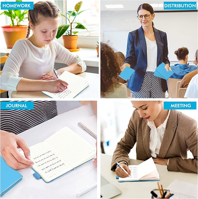 feela 3 Pack Pocket Notebook Journals, Mini Cute Small Journal Notebook Bulk Hardcover College Ruled Notepad with Pen Holder for Office School Supplies, with 3 Black Pens, 3.5”x 5.5”, A6, Teal