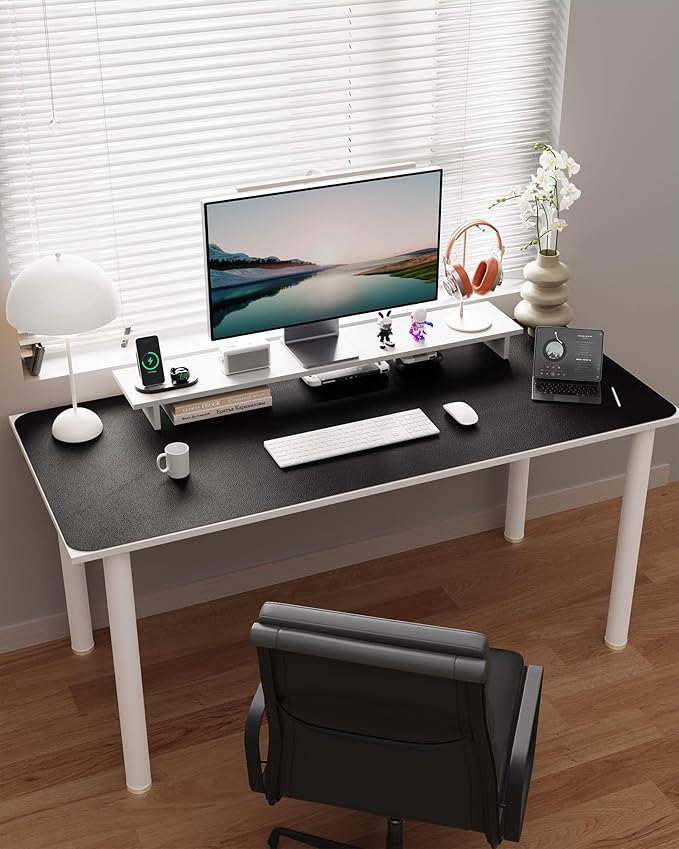 YSAGi Double-Sided Desk Pad, Leather Desk Mat, Eco Cork Desk Pad Protector,Large Mouse Pad,Waterproof Desk Blotter for Office/Home (Black+Cork, 47.2" x 23.6")