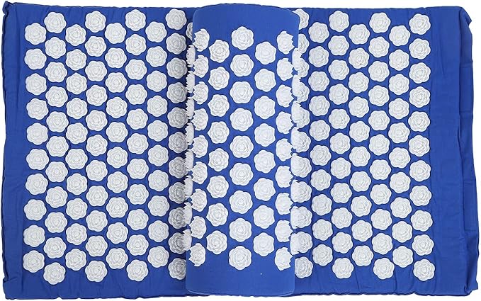 Acupressure Pad Massage Reduce Pain, Relax Muscle, Stress Relief Mat with Elastic Sponge, Magnetic Treatment Points, Full Body Massager (Royal Blue)