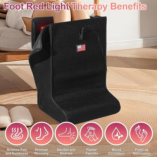 Red-Light-Feet-Legs-Therapy,2025 Upgraded 420 Dual Wavelength LED,4 Modes Infrared Light Therapy Consisting of Adjustable Power and Time Controller,Relieves Foot,Legs and Ankle Pain(14.8*12*18.2IN)