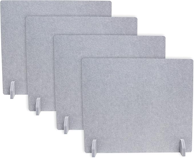 Acoustic Freestanding Desk Divider - Noise Reducing Desk Privacy Panel - Library & Office Furniture Partition - Workstations Shield Barrier - Instant Wall Desk 20" H x 24" W (4 Pack, Stone)