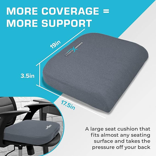 Xtreme Comforts Seat Cushions | Office Chair Cushions for Desk, Car, Wheelchair| Ergonomic Memory Foam Seat Cushion for Support & Comfort | Helps Improve Sitting Posture for Work & Body Relief