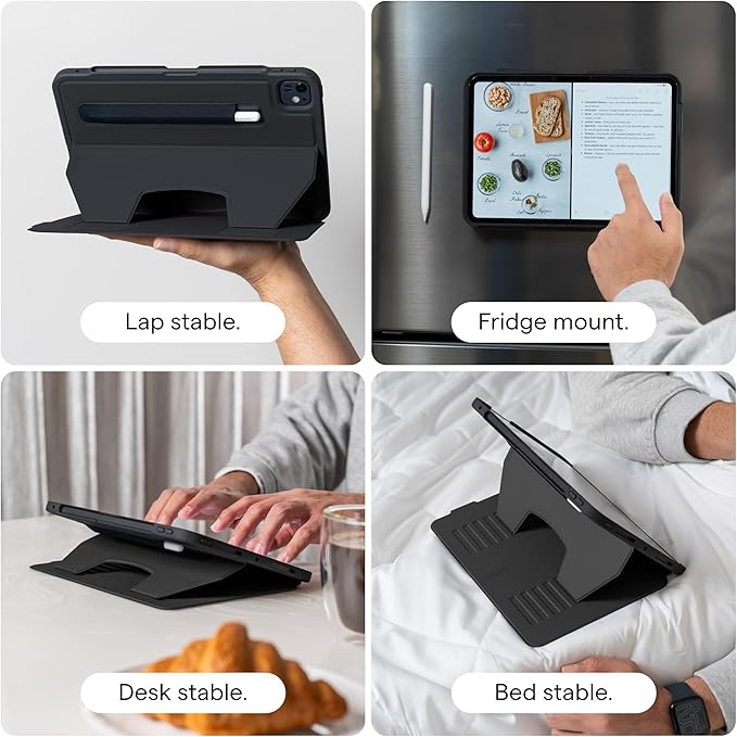 Zugu Case for iPad Air 13 Inch M3 2025 & M2 2024 &/12.9 inch (3rd/4th Gen), Slim Protective Cover with Apple Pencil Charging & Storage, Auto Wake/Sleep, Multiple Viewing Angles (Sand)