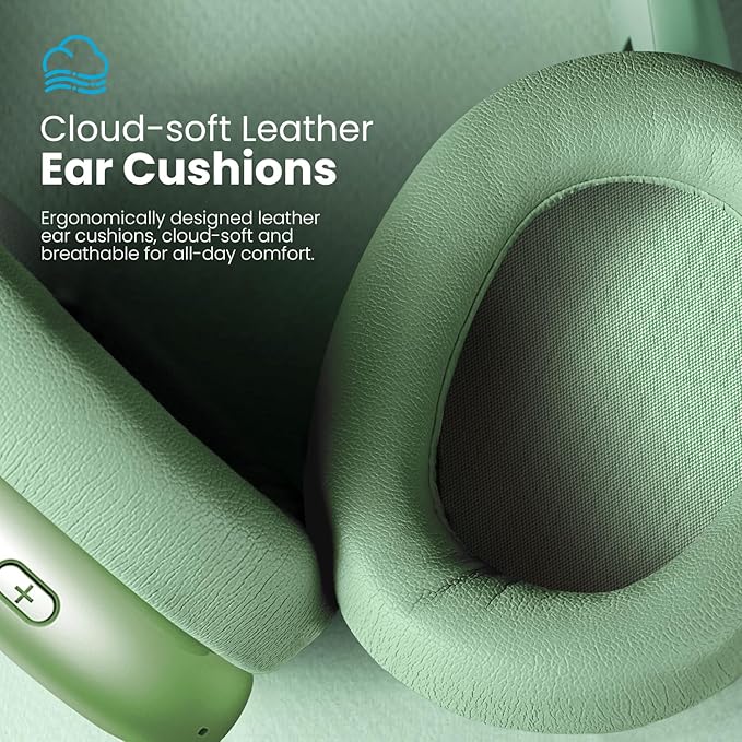 Y01 Wireless Over Ear Headphones, Noise Canceling Bluetooth 5.3 Headphones with Microphones,Hi-Res Audio,48H Playtime,Foldable,Breathable Soft Earpads for iOS/Android/Samsung/PC-Green