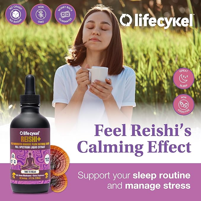Life Cykel - Reishi Mushroom Extract with Wild Kakadu Plum - Potent Immune & Sleep Support Supplement, Vitamin-C Rich Adaptogen Mushroom Drops - 4 Fl Oz