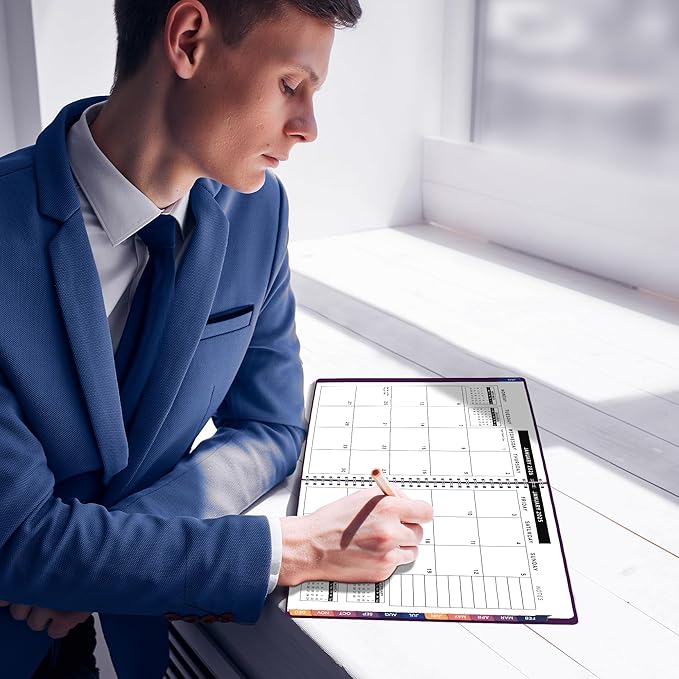 Ensight 2026 Appointment Book & Planner Ensight 8.5 x 11 inches Large Tabbed Daily Hourly Weekly Planner Schedule Book 15 Minute time Slots Business & Personal Planner Jan 2026 Dec 2026 Purple