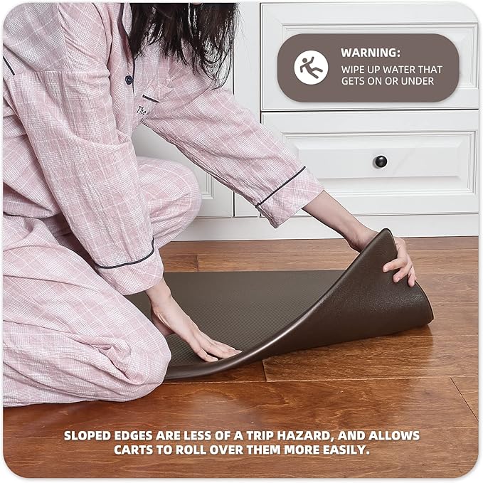 Color&Geometry 0.71" Extra Thick Anti Fatigue Cushion Kitchen Floor Mat,Easy Clean, Water & Oil Proof, Non Slip, Foam Padded Runner Rug for Front Sink,20"x 39" Brown (2.0 Version)
