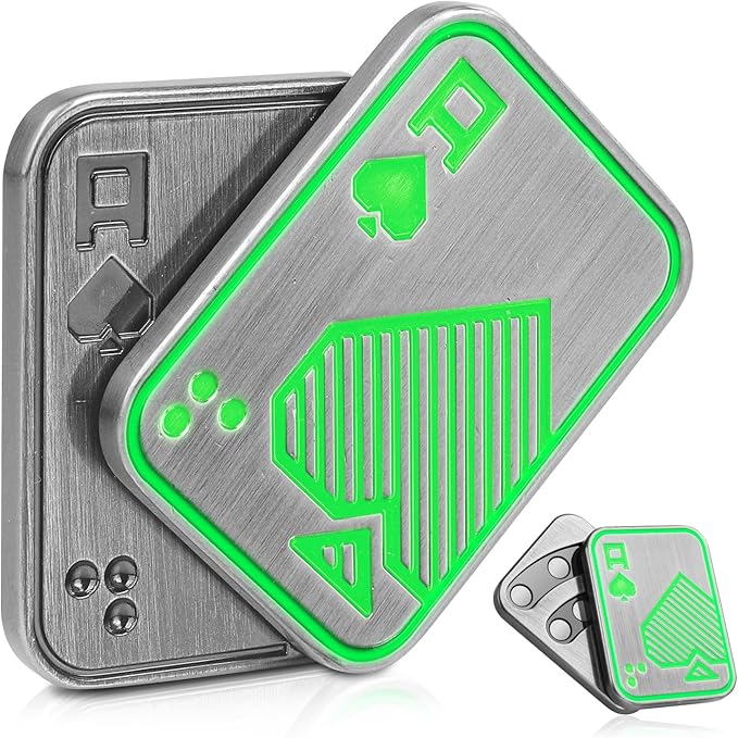 Metal Fidget Toys, Glowing Magnetic Fidget Slider for Adults, EDC Glowing Poker Push Card ,Relieve Stress ADHD & Anxiety, Cool Gadget Office Desk Toy, Gift for Man Father Friends Boyfriend