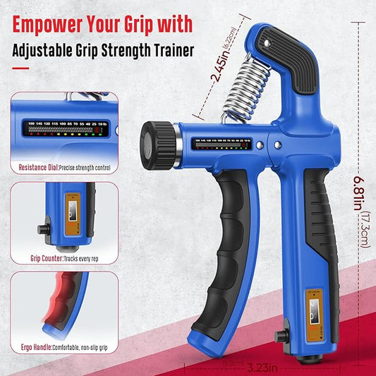 FitBeast Grip Strength Trainer, Hand Gripper Strengthener Kit - 6 Pack with Adjustable Resistance Forearm Strengthener, Forearm Exerciser and Massage Balls for Hand Therapy, Grip Training