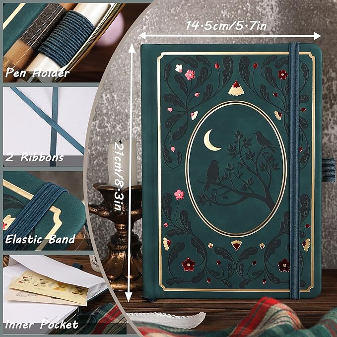 TIEFOSSI Bullet Dot Notebooks, A5 Hardcover Dot Journals for Writing Women, 160gsm Thick Paper, 190 Numbered Pages, for Planner Organization