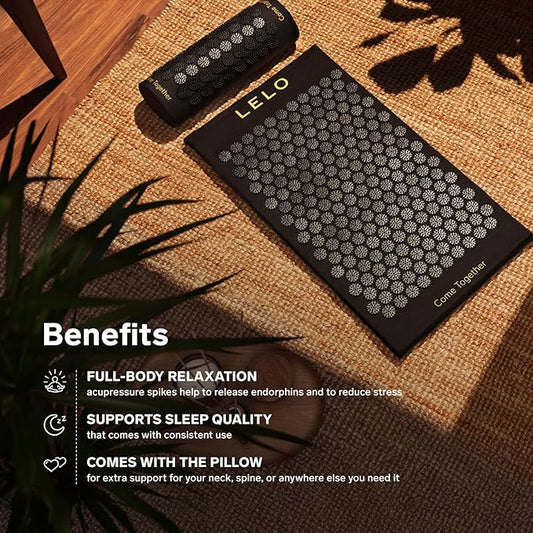 LELO Acupressure Mat – Designed for Relaxation and Stress Relief, Perfect for Back, Neck & Shoulders Muscles, Premium Wellness Acupuncture Massage Mat and Pillow Pillow – Stress & Tension Relief
