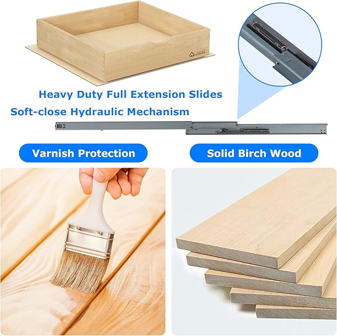 WelFurGeer Soft Close Pull Out Drawers for Kitchen Cabinets, 23" W x 22" D Pull Out Cabinet Organizer, Smooth Slide-Out Shelves for Kitchen Cabinets, Space-Saving Pullout Drawer for Home Organization