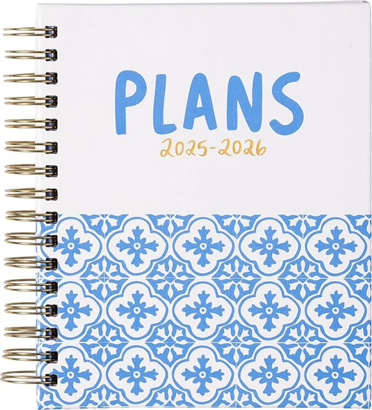 2025-2026 Eccolo Spiral Agenda Planner, Blue Plans, Weekly & Monthly Pages, 18 Months, Sticker Sheets, Inspirational Quotes (7.75 x 8.75, July 2025 - Dec 2026)