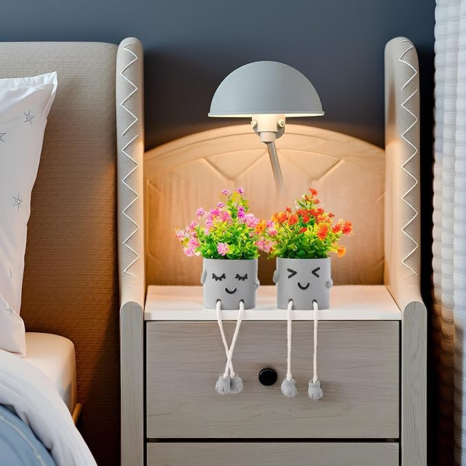 3 Packs Cute Fake Plants, Kawaii Artificial Potted Plants for Table Desk Home Bedroom Bathroom Office Shelf Office Wall Room Farmhouse Decor Artificial Plants B