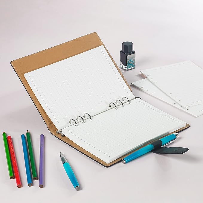 A5 Line Loose Leaf Refill Paper, 135 Sheets Planner Refills, 6-Ring Binder Refill, 100GSM College Ruled Insert Papers for Notebooks, School, Office, College Notes, Journals & Note-Taking