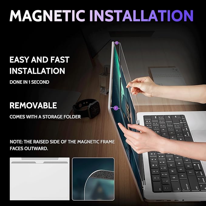 Magnetic Anti Blue Light Screen Protector for MacBook Pro 13 Inch (2016-2022, M1, M2), Removable Glare Filter for 13.3" Mac Laptop Computer