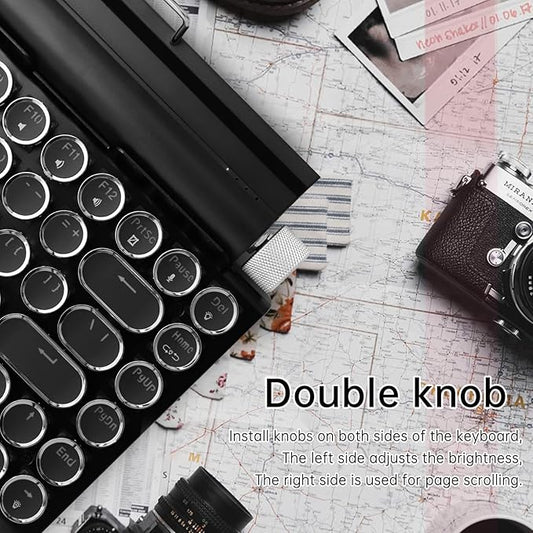 Adventurers Typewriter Style Retro Mechanical Keyboard LED Backlight 83 Keys Bluetooth 5.0 Blue Axis, Suitable Desktop Computers/Laptops Mac/Mobile Punk Keys, Black, 12.8 x 6.6 x 1.6 inches