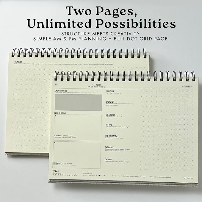 One Focus ADHD Notepad Planner: Undated Daily Desk Planner, Time Management, Focus, and Goal Setting – Mindfulness and Anxiety Relief for Neurodivergent Adults & Productivity Support, A4 size – Linen