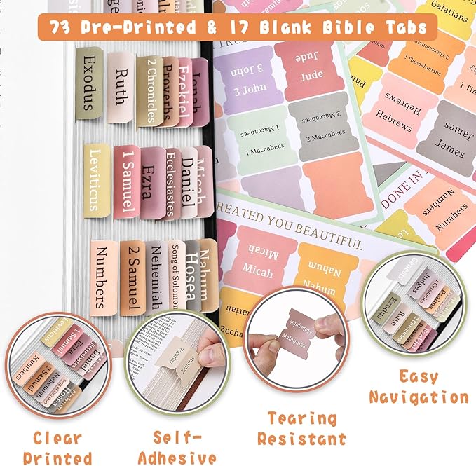 Bible Journaling Kit, Include 12 Bible Highlighters and 6 Pens No Bleed, 90 Laminated Bible Tabs, Magnetic Bookmarks, Sticky Notes, Study Supplies Essentials Set for Women & Men