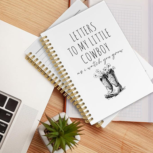 CUANFDDSF Western Notebook, Cowboy Cowgirl Gifts for Women Journal Notebooks for Kids,Writing Pads, Letters to My Little Cowboy As I Watch You Grow Hardcover Spiral Notebook 5.5x8.3 Inch