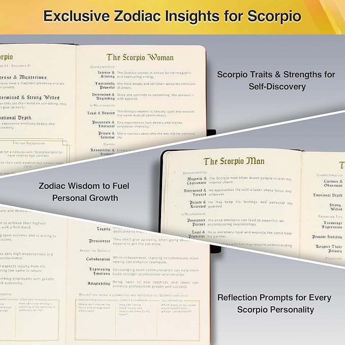 Scorpio Zodiac Astrology Undated Monthly Weekly Daily Planner Journal A5 5.8" x 8.3" 160 Pages 100GSM Paper 2025 2026 2027 Holidays Calendar