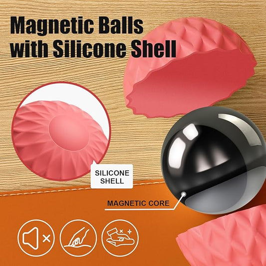 Silicone Magnetic Balls, Fidget Toys, 12-Pack Stress Relief Toys for Adults, Teens, Sensory Toy for Fingers Hands, Quiet Office Desk Toys with Textures, Magnet Fidget Fun Gift (2 Pack(Red+Purple))