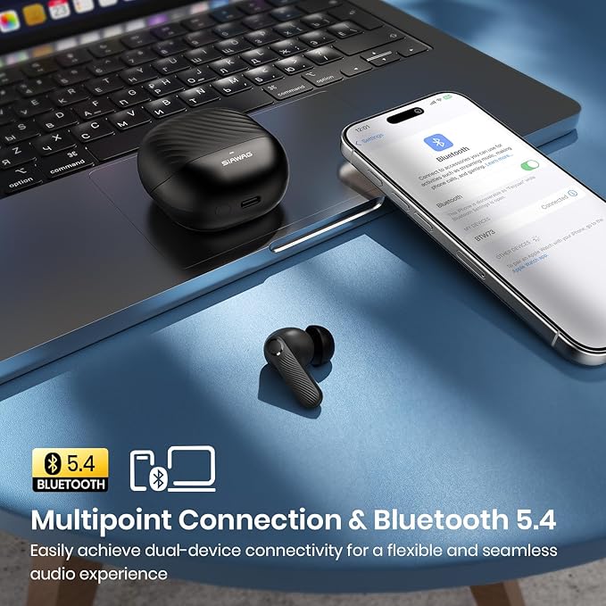 Wireless Earbuds 5.4 Bluetooth Headphones 100H Bluetooth Earbuds Active Noise Cancelling Earphones in-Ear Earbud with 4 ENC Noise Cancelling Mic IP5 Waterproof Earphones for Android iOS