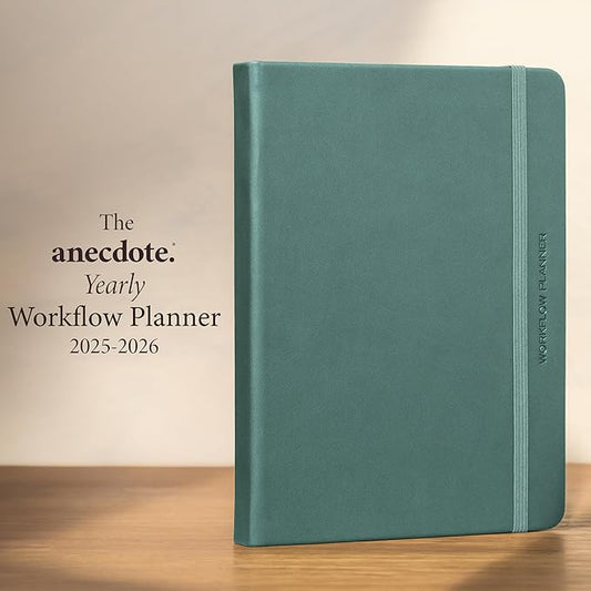 Anecdote 2026 Planner: 52 Week Daily Planner, Yearly, Monthly & Weekly Workflow for Planning Your Success – Vegan Leather Hardcover, Start Anytime & Achieve your Goals - Dutch Blue