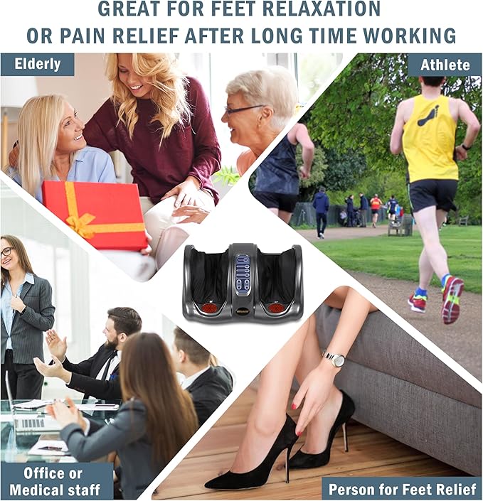 H&B Luxuries Shiatsu Foot Massager Machine with Remote Controller, Kneading and Rolling Home Massagers for Feet, Ankle, Calf, Leg, Gift for Men, Women, Father, Mom Parents and The Elderly, Gray