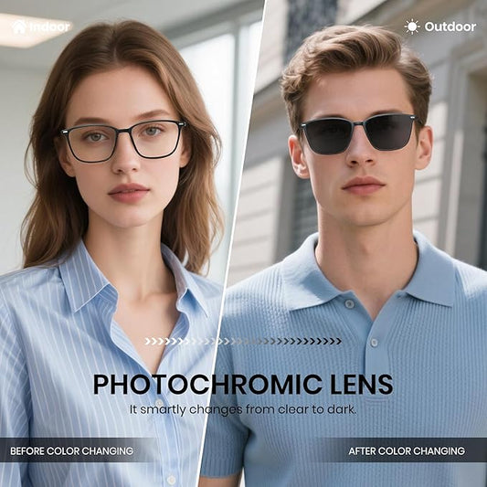 Cyxus Blue Light Blocking Glasses Men Women Computer Gaming Glasses Rectangle UV400 Photochromic glasses 8208i02