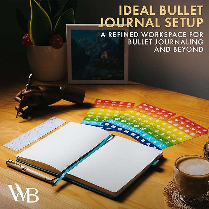 Wordsworth & Black A5 Bullet Dotted Journal 216 Dotted Pages, Hardcover Grid Dot Leather, 120 GSM Paper,Journaling Notebook for Work & Sketching,Journals for Women,Men-Gifts Box Included Turquoise