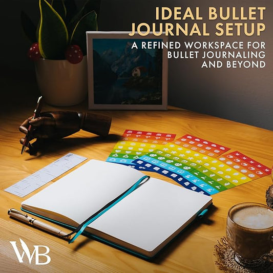 Wordsworth & Black A5 Bullet Dotted Journal 216 Dotted Pages, Hardcover Grid Dot Leather, 120 GSM Paper,Journaling Notebook for Work & Sketching,Journals for Women,Men-Gifts Box Included Turquoise