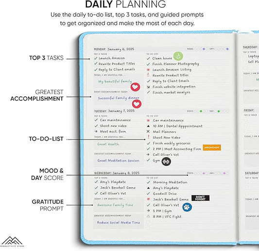 Undated, 2025 Planner, 8.5" x 11" - The #1 Productivity Planner to Achieve Your 2025 Goals - Planner 2025-2026 by PRODUCTIVITY STORE (A4, BLUE)