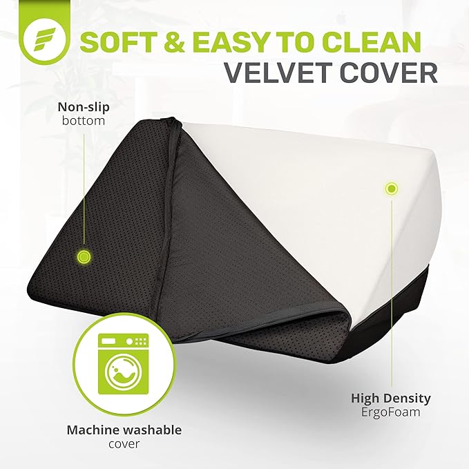 ErgoFoam Chiropractor-Endorsed Orthopedic Teardrop Design 2in1 Adjustable Under Desk Foot Rest for Lumbar Back Knee Pain (Black)