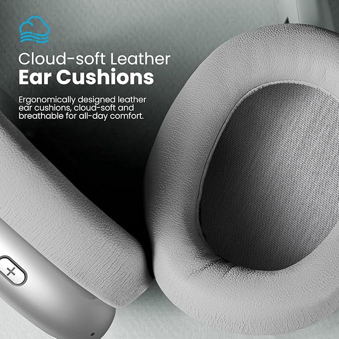 Y01 Wireless Over Ear Headphones, Noise Canceling Bluetooth 5.3 Headphones with Microphones,Hi-Res Audio,48H Playtime,Foldable,Breathable Soft Earpads for iOS/Android/Samsung/PC-Silver