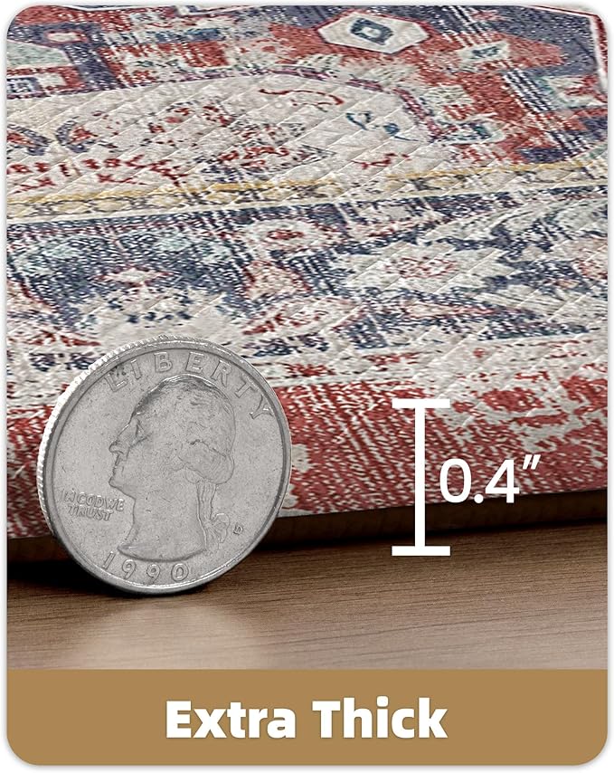 Color&Geometry Kitchen Floor Mats Anti Fatigue, Cushioned Boho Rugs,Waterproof Non Slip Kitchen Runner for Sink, Standing Mats for Office,24"x87",Red