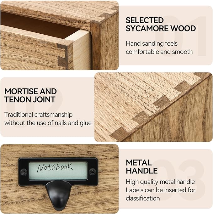 Kirigen Drak Wooden Office Storage Drawers Shallow Type - Desktop Filing Organization for Machine Printer Stand (BR, 2-Layer&2 Drawers)