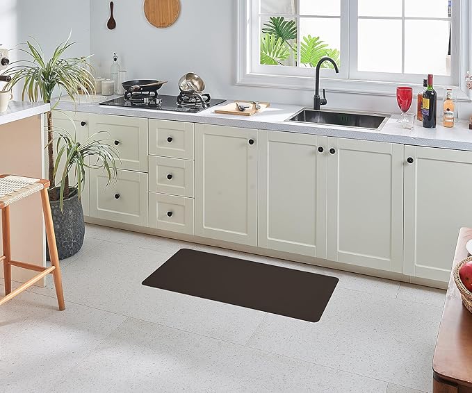 Anti Fatigue Kitchen Rugs Kitchen Mats for Floor,Cushioned Non-Slip Waterproof Washable Ergonomic Comfort Rug Standing Mat for Kitchen,Floor,Home,Office,Sink,Laundry,Brown,17.3"x39"