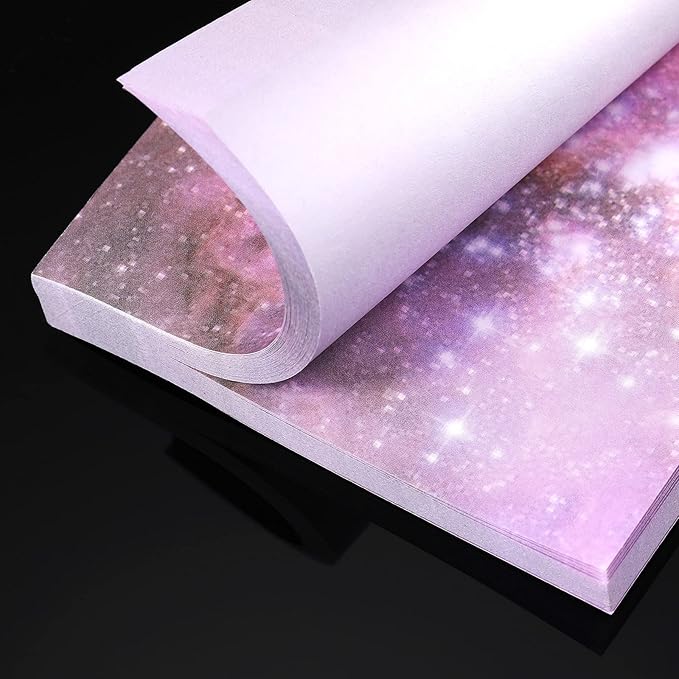 6 Pads Planet Sticky Notes 3. 15 x 3. 15 Inches Purple Starry Sky Self Adhesive Memo Note Pads Galaxy Self Stick Memo for Office Paper Natural Scenery Theme Notes, 600 Sheets Total