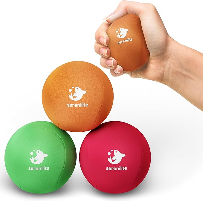 Serenilite Stress Balls for Adults, Squeeze Ball for Hand Therapy, Stress Ball, Hand Exercisers for Therapy & Grip Strengthening, Physical Therapy Balls, Hand Grip Strengthener.