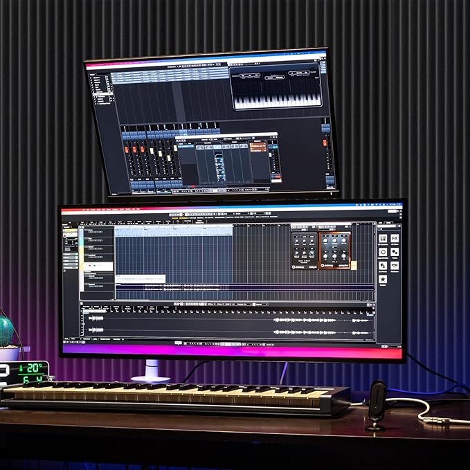 4 PCS Acoustic Foam Panels, 48 x 24 x 2 Inches Sound Proof Foam Panles Soundproofing Noise Cancelling Wedge Panels for Home Office Recoding Studio (Black, 4 Pack)