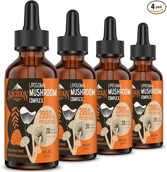 Liposomal Mushroom Complex Drops 2000 MG - 20 Organic Mushroom Extracts - Advanced Liquid Formula for Immunity, Cognitive and Memory - Lions Mane Supplement, Reishi, Cordyceps, Chaga, 120 Servings