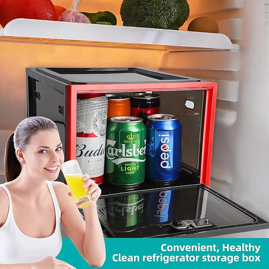 Medicine Lock Box - Refrigerator Lockable Box for Food Storage Locker - Clear Lockbox with Combination - Childproof First AID Locking Pill Case and Medical Organizer Bin - Ipad Tablet Phone Jail Box