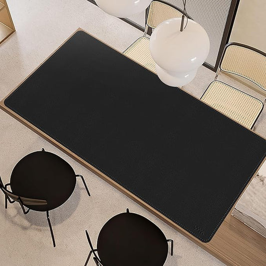 Vyaaa Leather Desk Mat, 63” x 31.5” Leather Desk Pad Protector, Waterproof Extra Large Desk Mat, Large Mouse Pad,Desk Mats on top of Desks for Home or Office (Black)