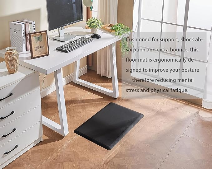 Anti Fatigue Kitchen Rugs Kitchen Mats for Floor,Cushioned Non-Slip Waterproof Ergonomic Comfort Rug Standing Mat for Kitchen,Doing Dishes,Floor,Home,Office,Sink,Laundry,Black,17.3"x 28"