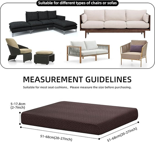 8Pcs Stretch Patio Cushion Cover Outdoor Cushion Cover Replacement Slipcovers Outdoor Cushion Covers Thick Jacquard Textured Twill Fabric Porch Patio Furniture Protector(Coffee,Cover,Only)