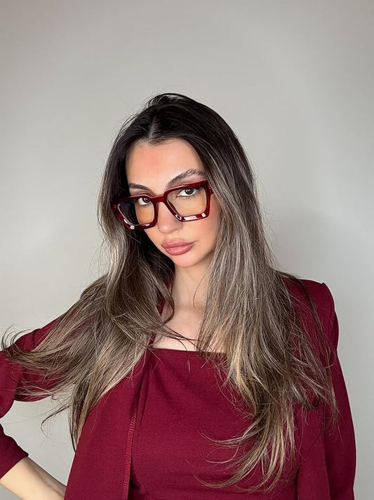 VISOONE Enhanced Version Rectangle Chic Preppy Look Blue Light Blocking Glasses for Women Men RIVER-LIGHTER