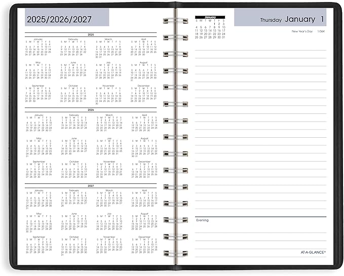AT-A-GLANCE 2026 Planner, Daily, Open Scheduling, 5" x 8", Small, DayMinder, Black (SK460026)